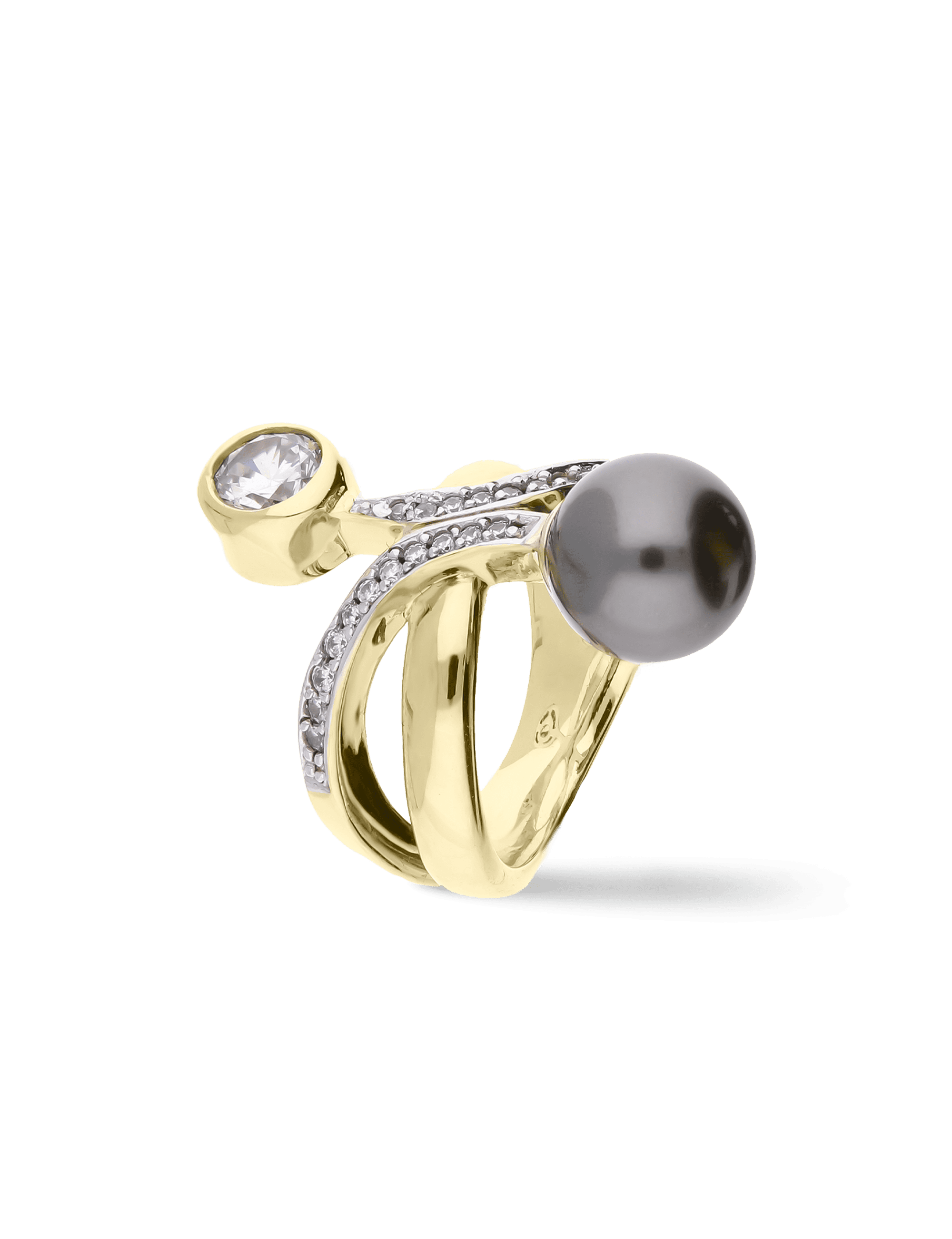 Ring, 925/- Silber goldplattiert mit Perle 