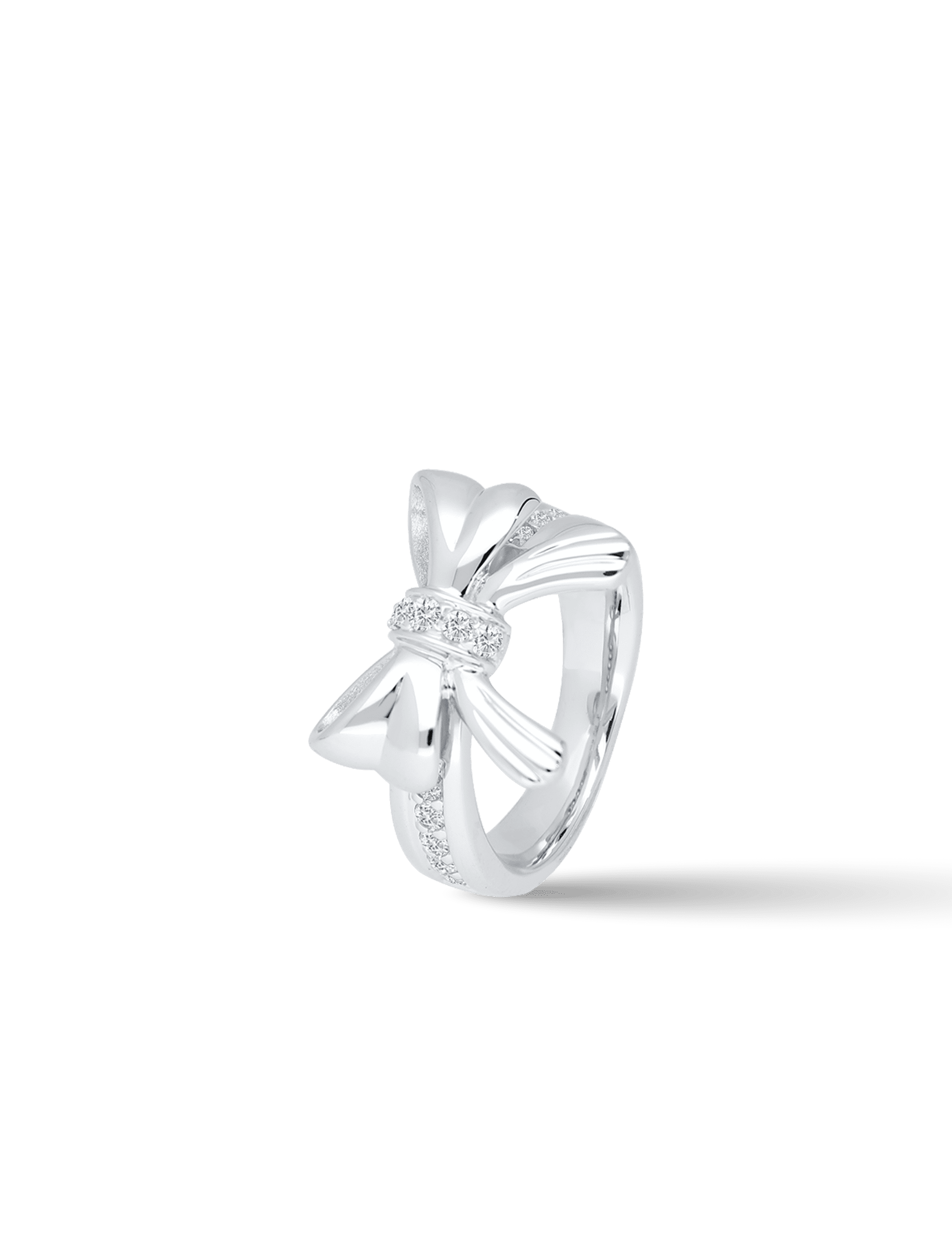 Ring Schleife, 925/- Silber rhodiniert mit Zirkonia