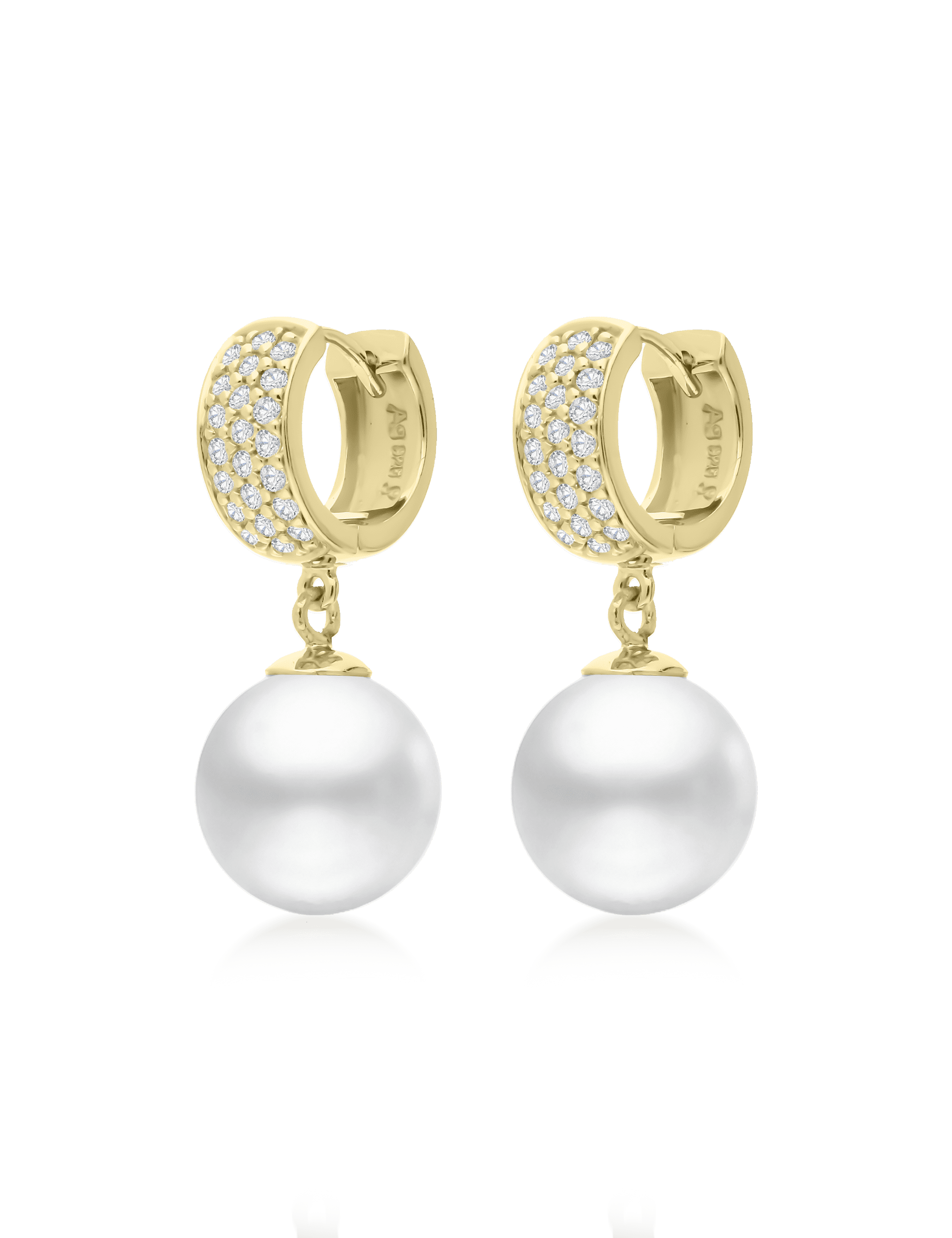 Creolen, 925/- Silber goldplattiert mit Zirkonia