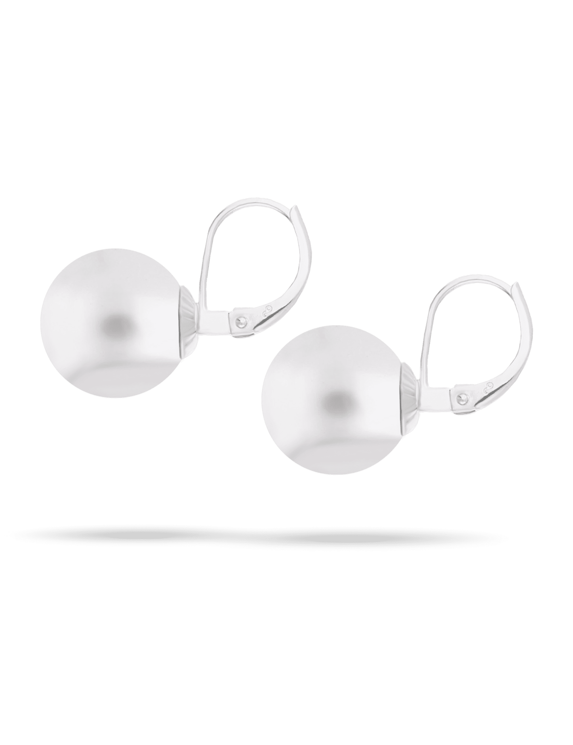 Essentials Ohrboutton, Silber rhodiniert 12 mm weiß