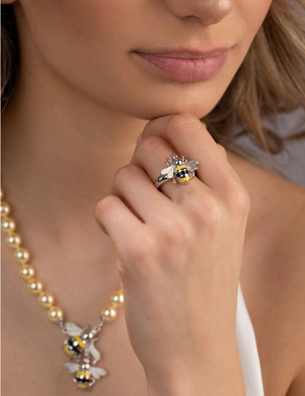 Ring "Biene" 925/- Silber rhodiniert