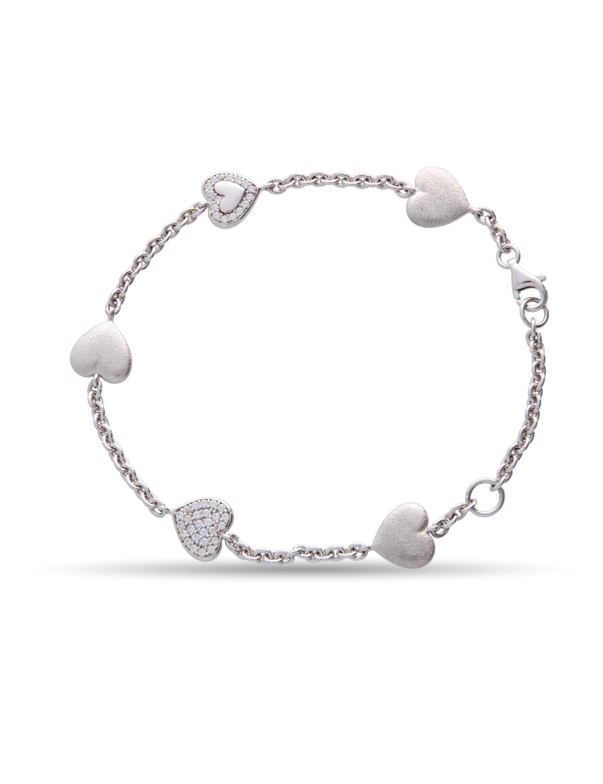 Modern Armband Herz, 925/- Silber rhodiniert