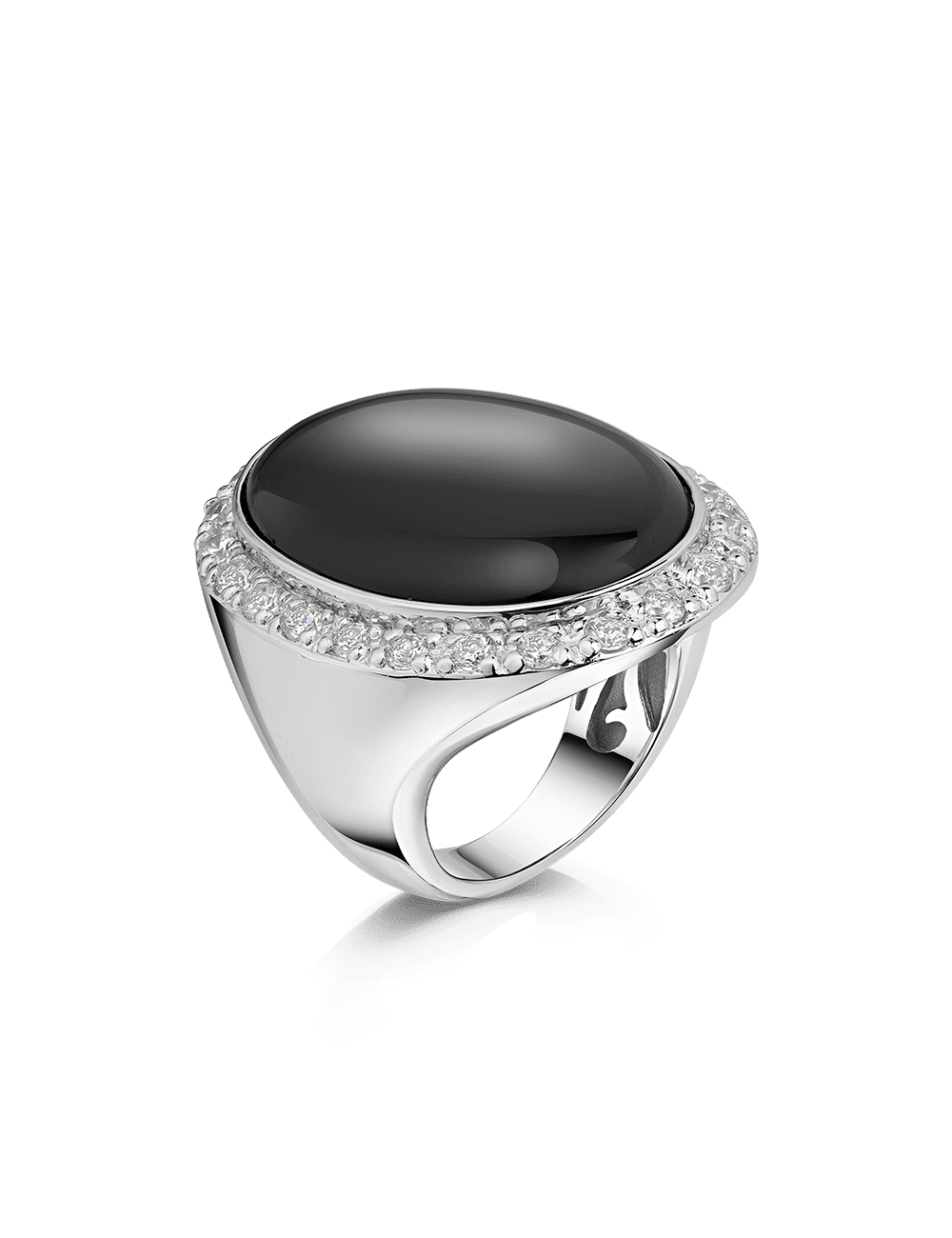 Ring 925/- Silber rhodiniert mit Onyx