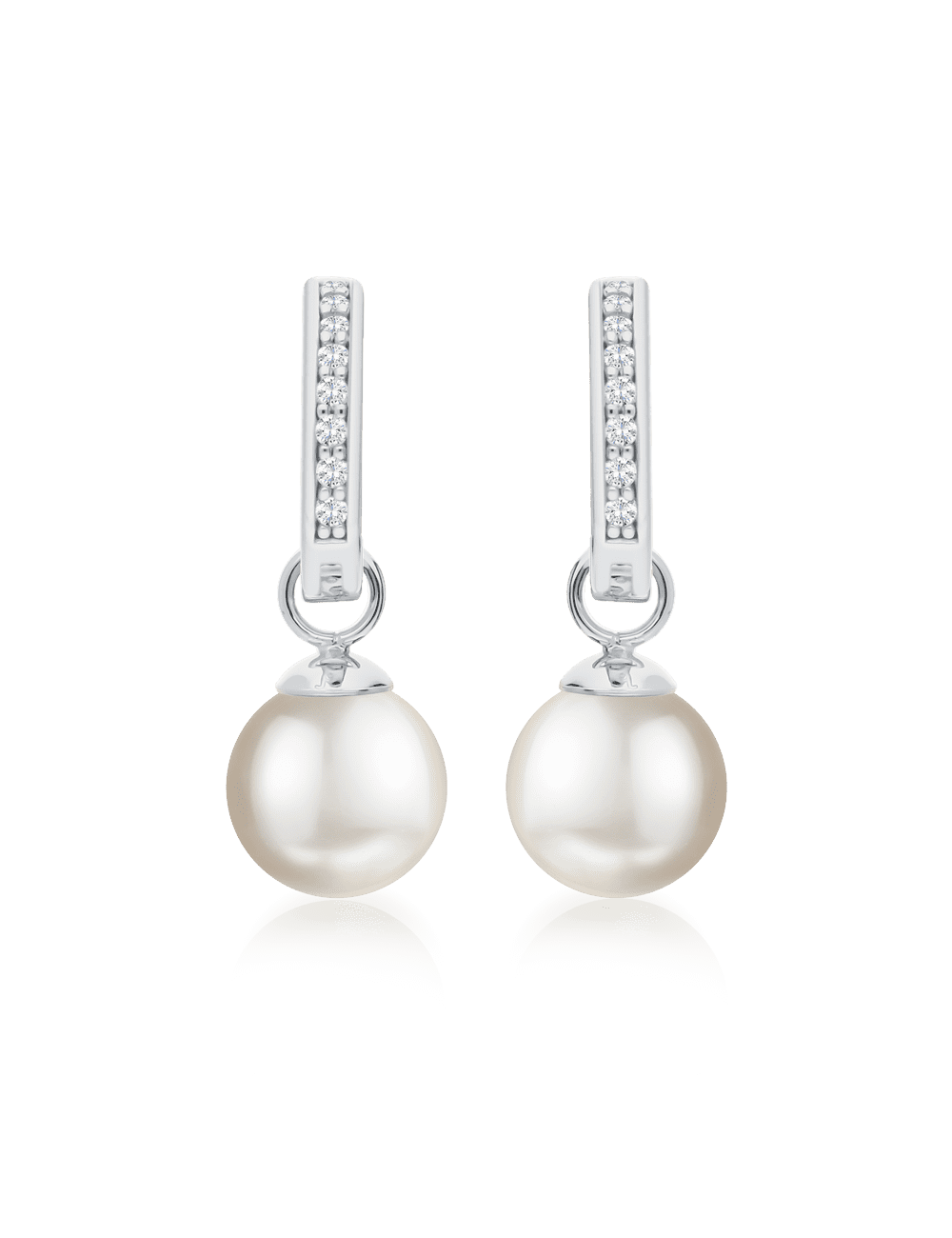 Creolen 925/- Silber rhodiniert mit weißer Perle