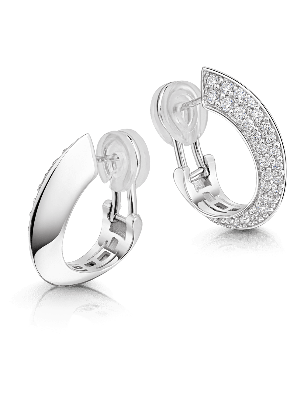 Clip-Stecker 925/- Silber rhodiniert mit Zirkonia