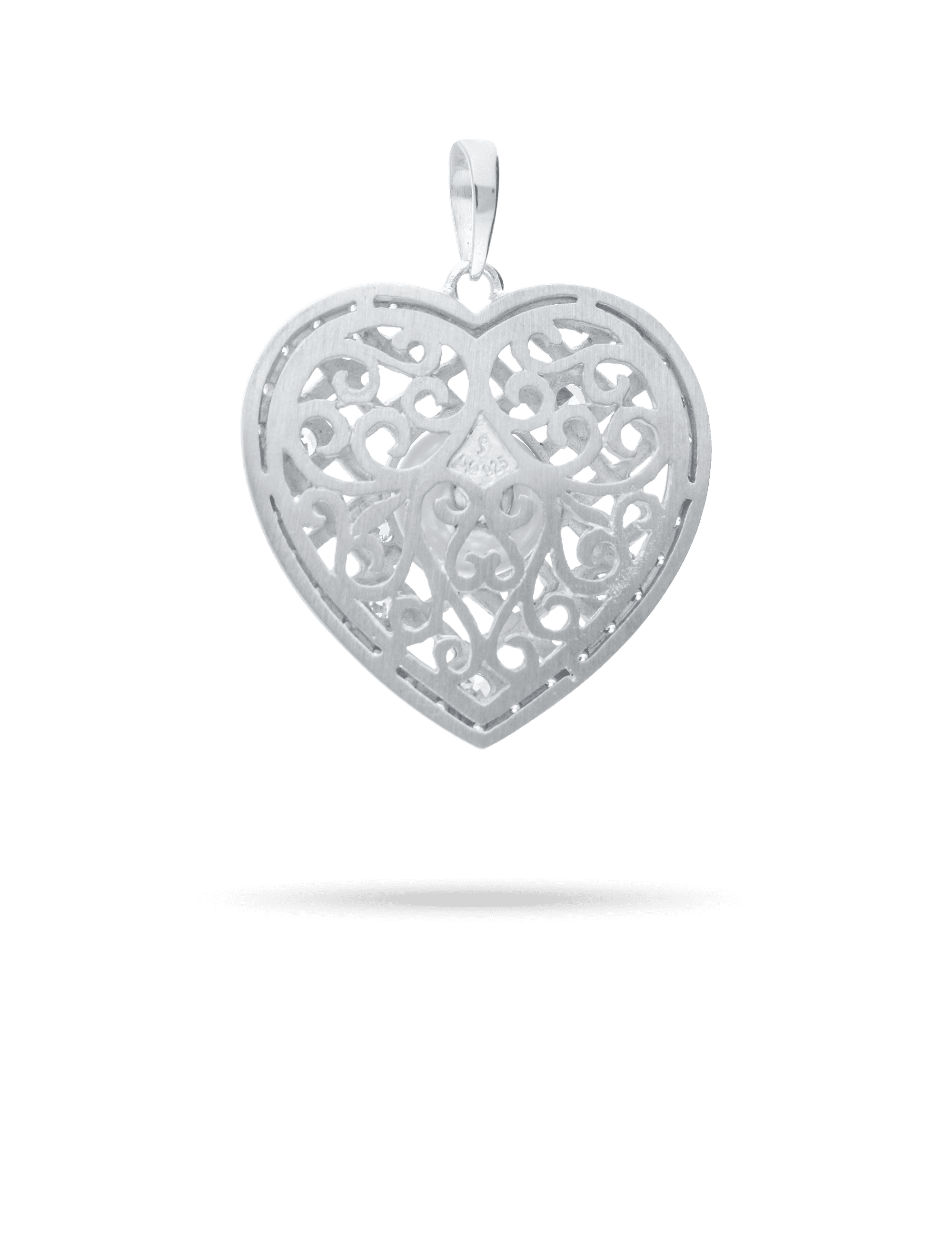 Anhänger Herz, 925/- Silber rhodiniert mit Perle