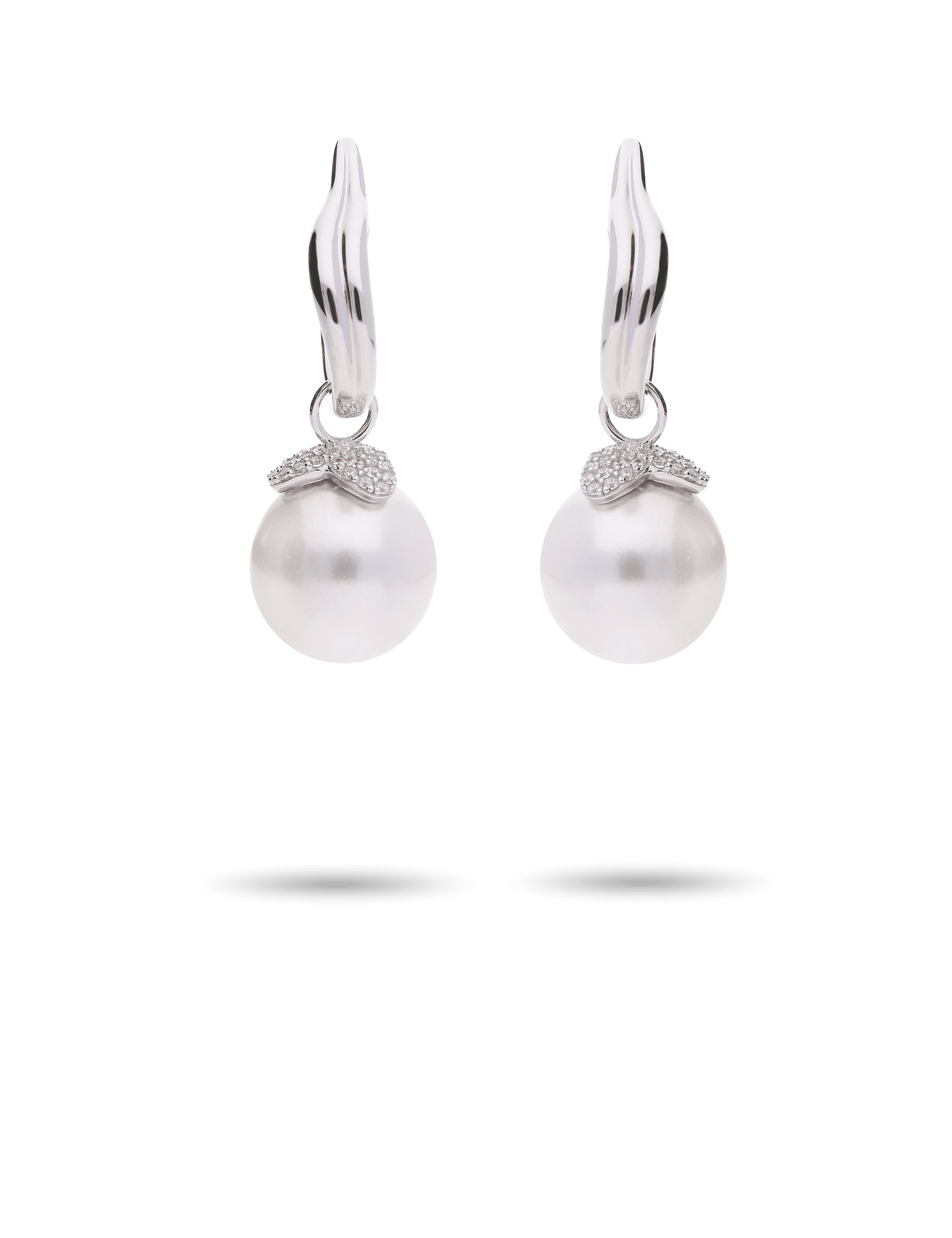 Creolen, Silber rhodiniert mit Perleinhänger