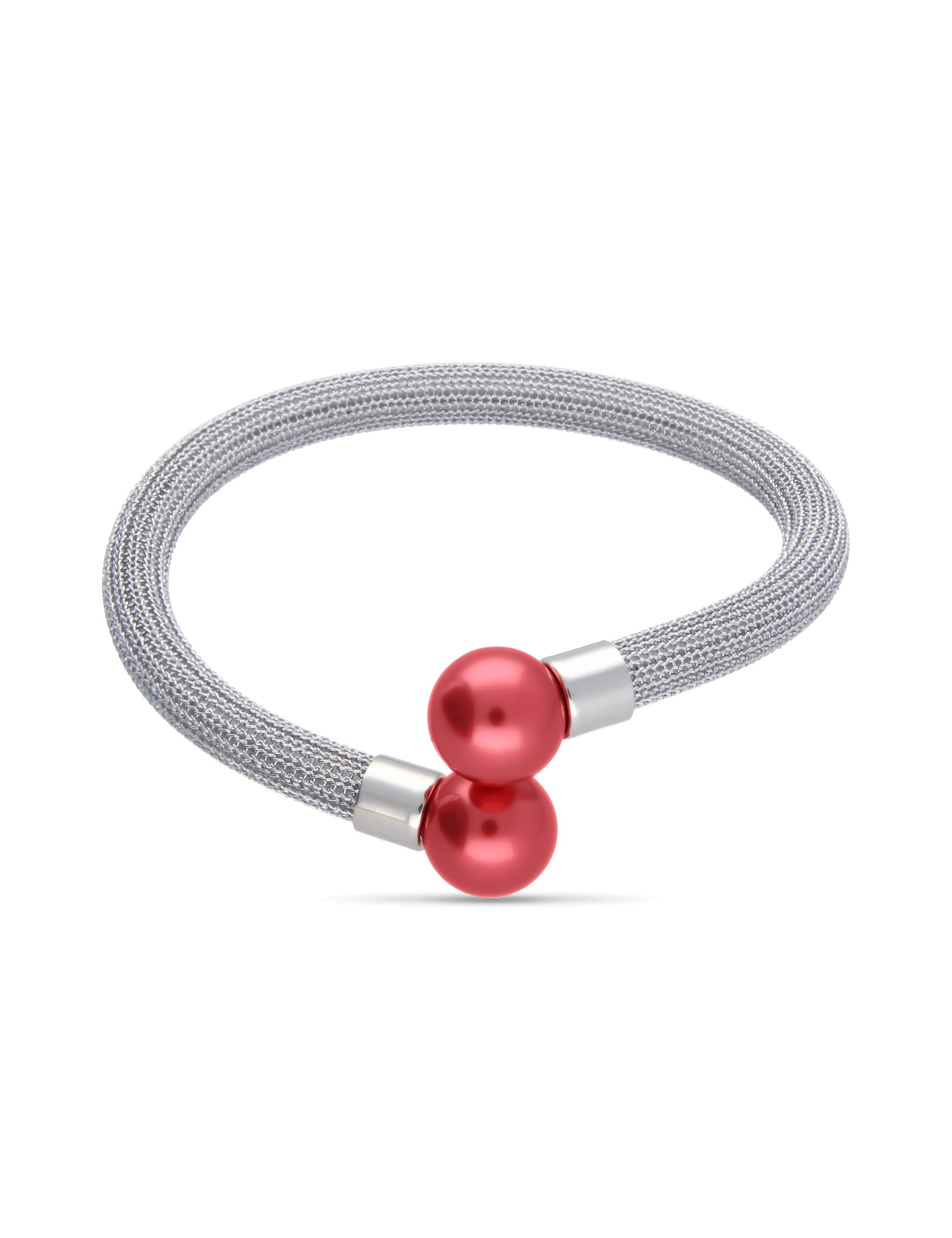 Armreif 925/- Silber rhodiniert mit Perlen 12mm rot | rhodiniert - rot ...