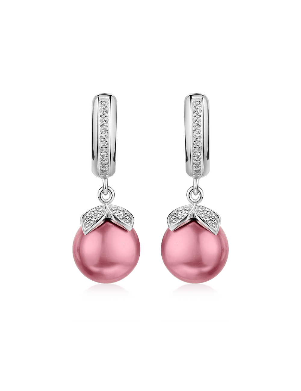 Creole 925/- Silber rhodiniert mit Perle flieder